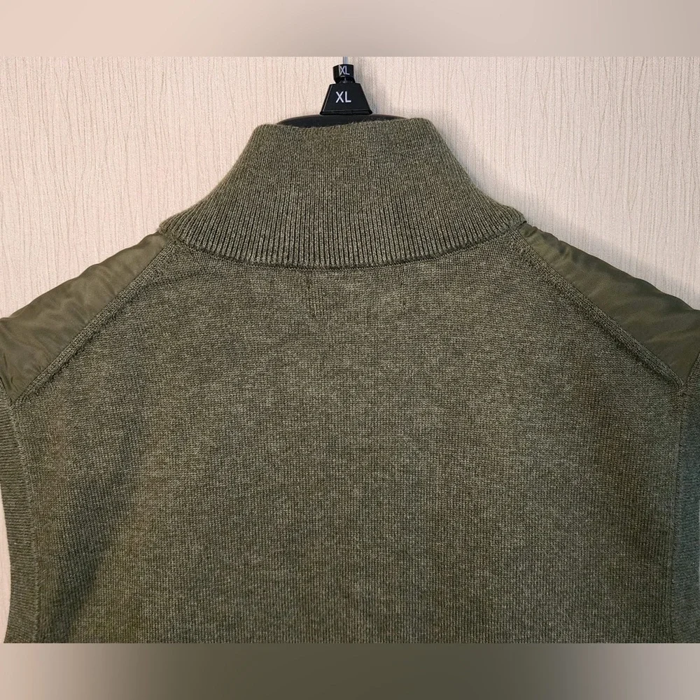 Polo Ralph Lauren Men's Olive Woven Knit Fully Lined Zipper Front Hybrid Vest - Picture 12 of 13